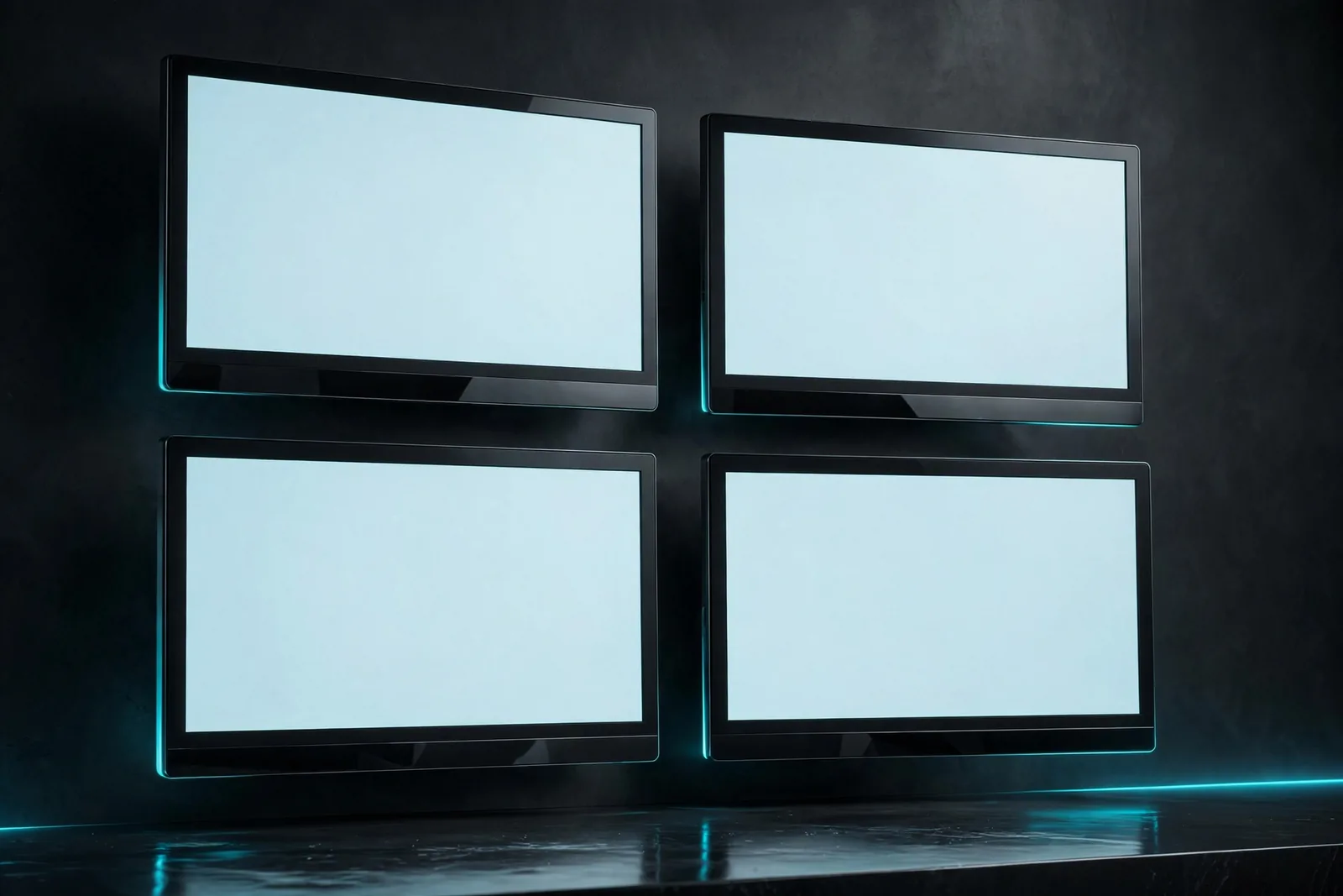 Monitors on a wall